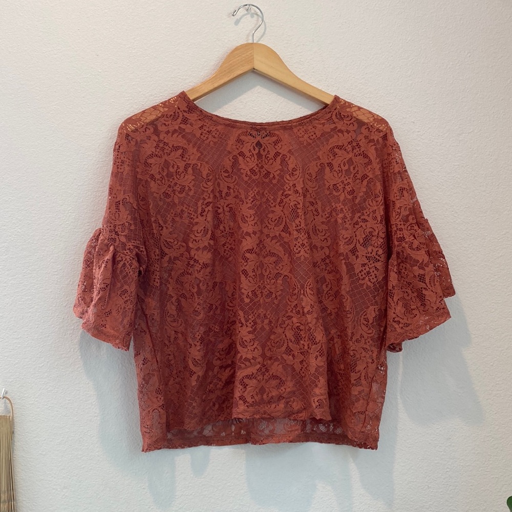 Orange Lacey blouse great for summer